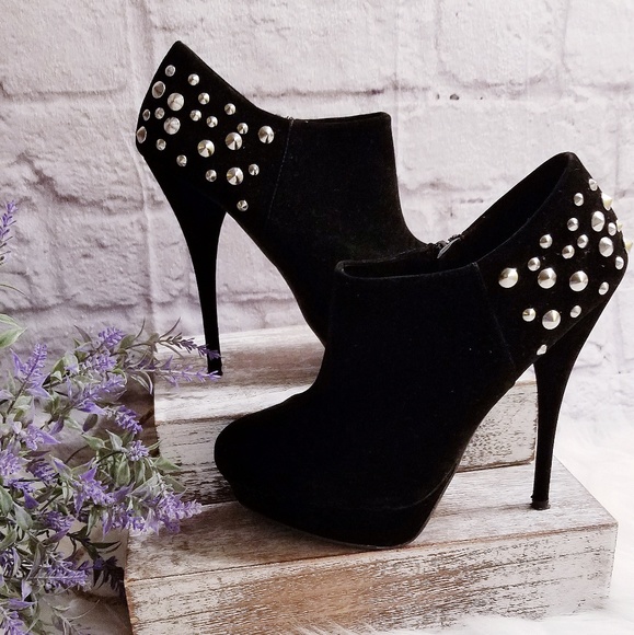 Charlotte Russe Studded Velvet Booties - Picture 1 of 7